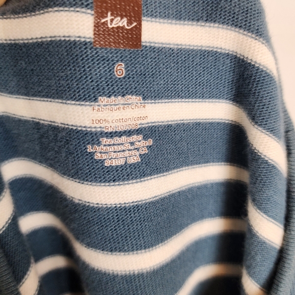 Tea Collection Yumi Floral Embroidered 100% Cotton Striped Dress Girls Size 6 - Picture 11 of 11